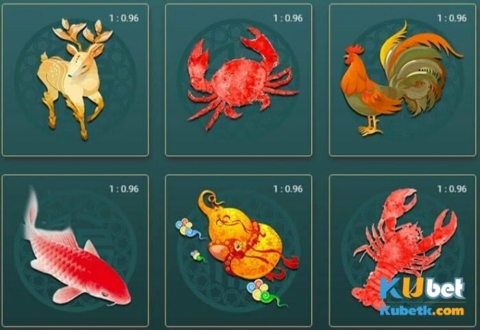 6 linh vật trong game bầu cua tôm cá.